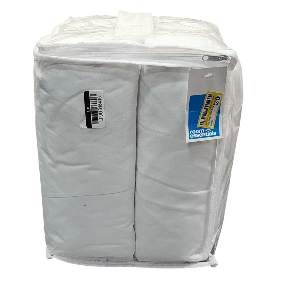 Room Essentials King‎ 4pk Fitted Sheets White 100% Recycled Polyester